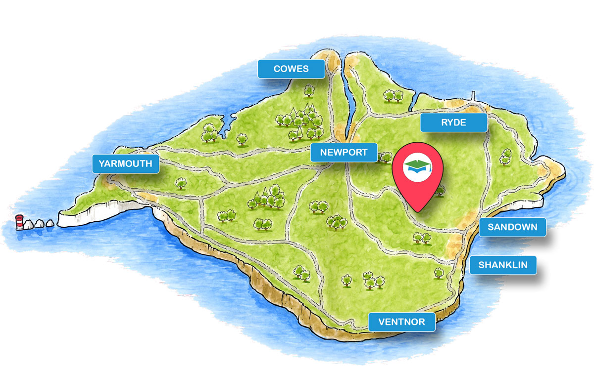 School trip Isle of Wight location map for Amazon World Zoo Park